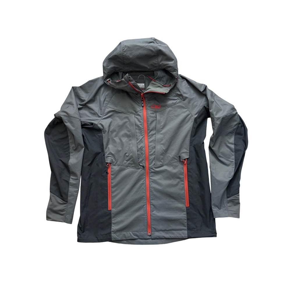 Outdoor‎ Research Mens Softshell Hooded San Juan Jacket Grey Black Full Zip M